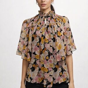 Giambattista Valli Floral Silk Blouse Size S